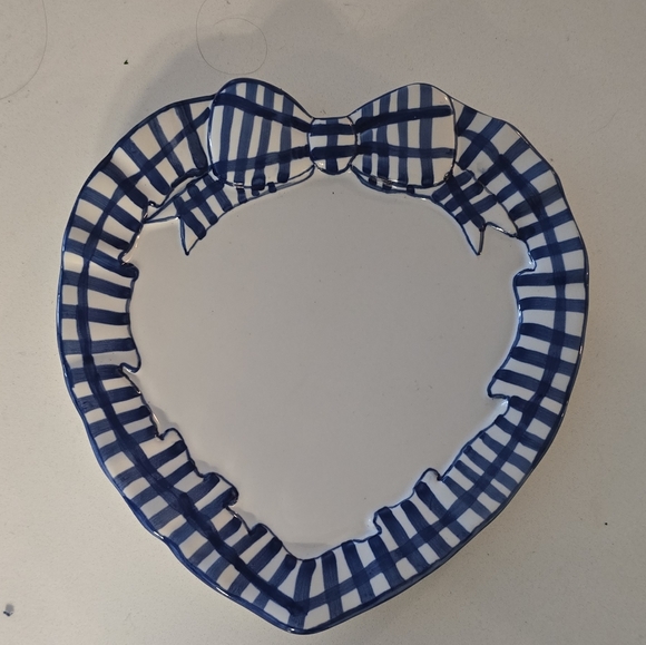 Lot of 2 Vintage Haldon Group Blue Stripe Heart Shaped Plates 7-1/2" Japan 1990 - Picture 2 of 2